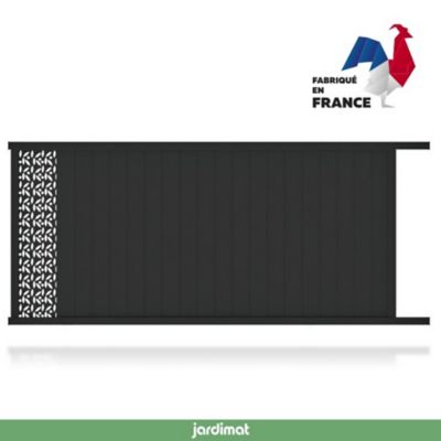 Portail Jardimat coulissant motorisé aluminium Olivier noir 2100 - 350 x h.169 cm