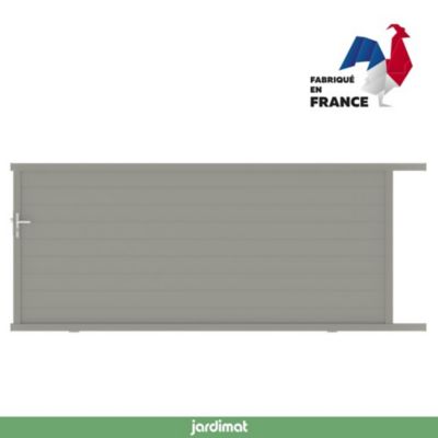 Portail Jardimat coulissant aluminium Alpes gris quartz - 350 x h.160 cm
