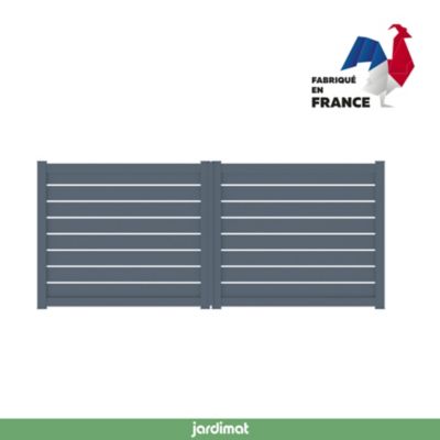 Portail Jardimat battant motorisé aluminium Pyla gris anthracite - 300 x h.154 cm