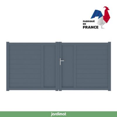 Portail Jardimat battant aluminium Aquarelle gris anthracite - 300 x h.170 cm