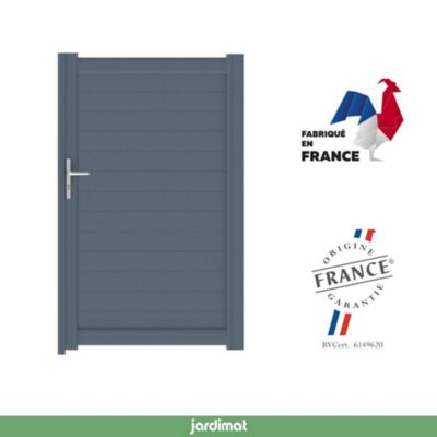 Portillon Jardimat battant aluminium Emagny coloris gris anthracite - 100 x h.180 cm