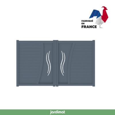 Portail Jardimat battant motorisé aluminium Emagny gris anthracite - 300 x h.180 cm