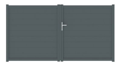 Portail battant alpes trio 300x164 5 cm Gris anthracite 7016 Jardimat