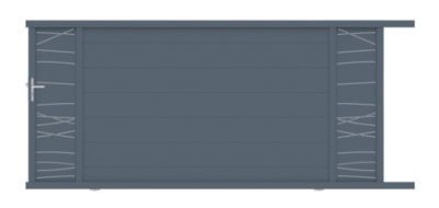 Portail coulissant frejus double onde 350x142 3 cm Gris anthracite 7016 Jardimat