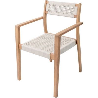 Lot de 2 fauteuils de jardin - ARAWA - Bois d'Acacia - Empilable - Cordage tressé - 57 x 59 x 85 cm