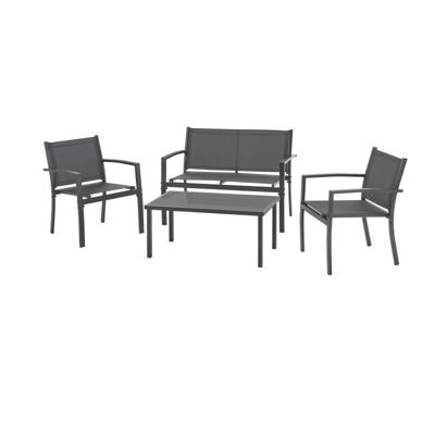 Salon de jardin - Structure Acier - 4 personnes - Gris