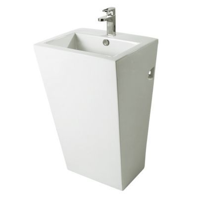 Lavabo carré céramique blanc COOKE & LEWIS Totem 51 cm