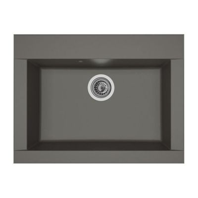 STRADOUR Evier cuisine à encastrer 1 bac sans égouttoir Hexo Résine 66 x 50 cm béton - vue 2