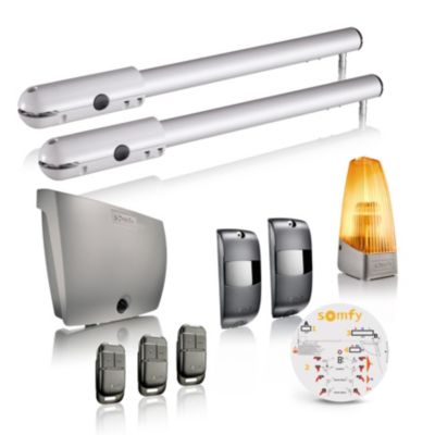 Somfy Motorisation de portail battant à vérin SGS Essential RTS - Livrée avec 3 télécommandes Keypop, feu orange et photocellules