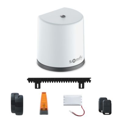 Somfy Motorisation de portail coulissant Freevia Essential RTS - Livrée avec 2 télécommandes Keypop, feu clignotant, 4m de crémaillère