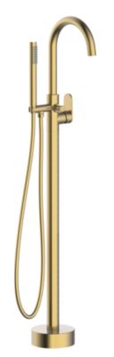 Colonne mitigeur mécanique de baignoire îlot + flexible + douchette, H.113 cm, doré, Essebagno