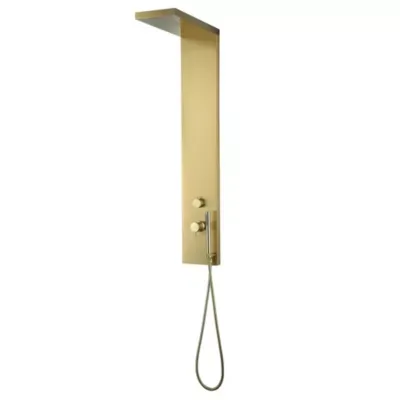 Colonne de douche mécanique avec douchette et flexible  aluminium doré  Essebagno Essekadra