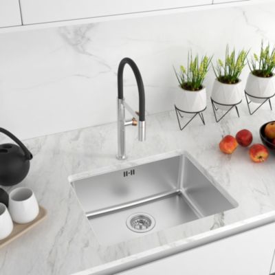 Évier sous-plan en inox finition gris 1 bac à encastrer Essebagno Inoxa 54 - Essebagno
