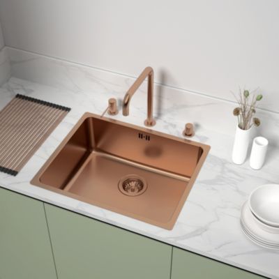 Évier sous-plan en inox finition cuivre 1 bac à encastrer Essebagno Inoxa 54 - Essebagno