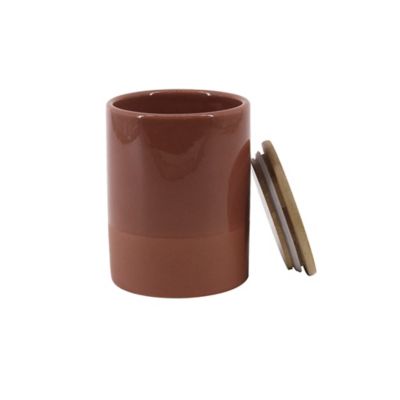 Pot en céramique Ornami terracotta avec couvercle en bambou Lucie 0,95 L