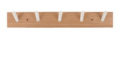 Porte-manteau à fixer 5 têtes bois et blanc