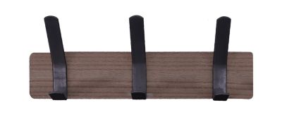 Porte-manteau à fixer Sudja 3 têtes bois et noir