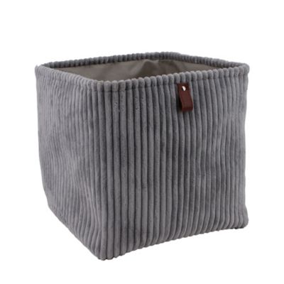 Boîte de rangement carrée effet velours coloris gris