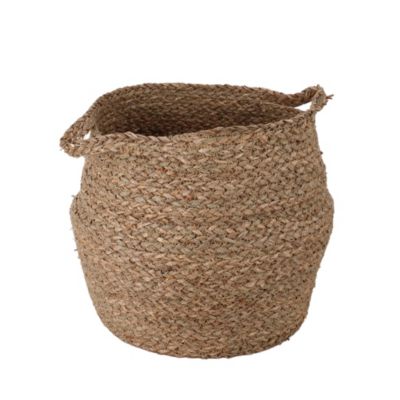 Panier boule en jonc de mer avec poignée taille L