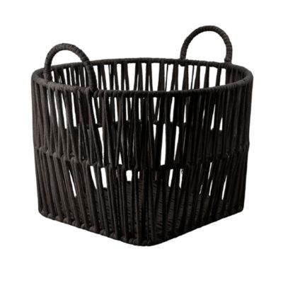 Panier rond avec cordes de coton noir taille M