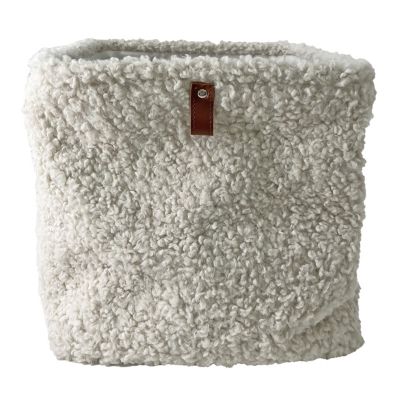 Panier de rangement carré effet bouclette beige
