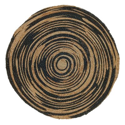 Tapis jute imprimé noir et naturel ?80cm