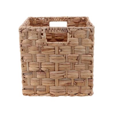 Panier de rangement pliable cube en jacinthe d'eau Norasia motif épais