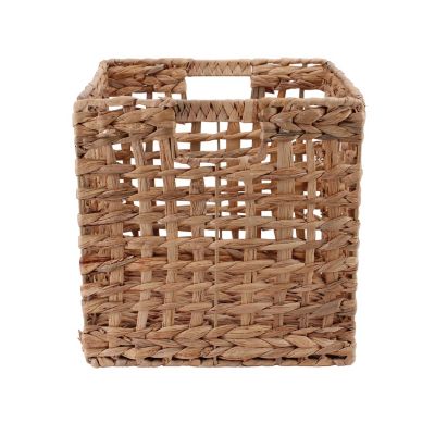 Panier de rangement pliable cube en jacinthe d'eau Norasia motif ajouré