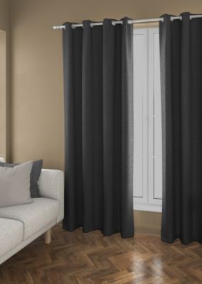 Rideau occultant thermique Tundra Ornami noir l.140 x h.240 cm