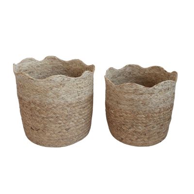 Lot de 2 paniers ronds en fibres naturelle Ornami Corolle