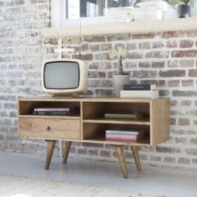 IDMARKET Meuble TV 180 cm suspendu ELIO 2 portes avec étagère bois et blanc - Meuble TV IDMARKET Meuble TV 180 cm suspendu ELIO 2 portes avec étagère bois et blanc - Meuble TV