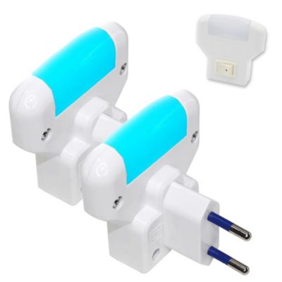Lot de 2 Veilleuses LED bleues FISHTEC 1W 60x65mm - Prise Secteur - Lumière bleue apaisante