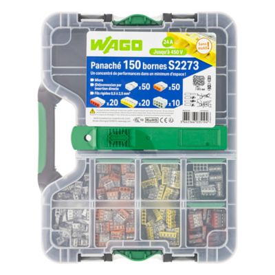 Borne de connexion 2,3,4,5,8 entrées Wago S2273, lot de 150