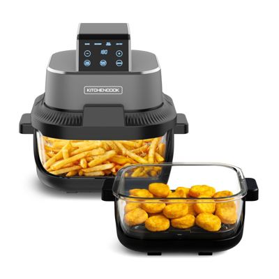 KitchenCook Crispx - Friteuse à Air Panoramique - 2 Récipients En Verre - 4 Programmes - 1500w Noir - vue 2