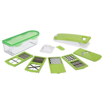 Secret De Gourmet Mandoline multi découpe 10 pièces avec lames inox Vert, L. 31 x l. 10.5 x H. 8.5 cm