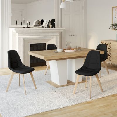 Lot de 4 chaises scandinaves GABY noires en tissu pour salle à manger - vue 7