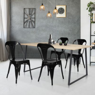 Lot de 2 chaises LENY métal empilable aspect brut factory - vue 9