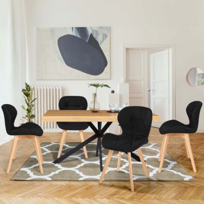 Lot de 4 chaises ROBINE en PU noires pour salle à manger - vue 7