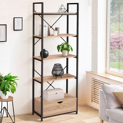 Etagère 5 niveaux avec tiroir DETROIT design industriel 170 cm