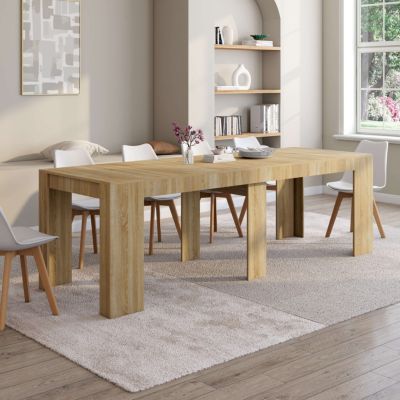 IDMarket Table Console Extensible Orlando 10 Personnes 235 cm Bois façon hêtre