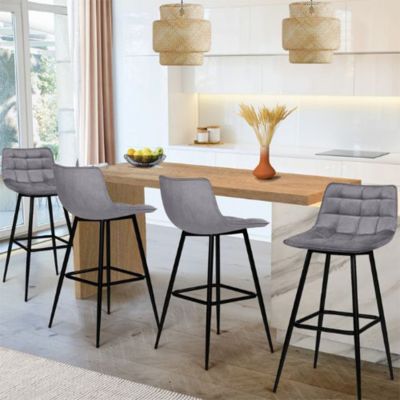 Lot de 4 tabourets de bar MADY en velours - vue 8