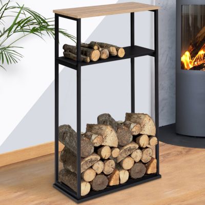 IDMarket Range bûches Vertical Large avec 2 étagères 33 x 66 x 112 cm pour cheminée