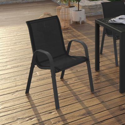 MARKET Chaises jardin LYMA Lot de 4 Métal Textilène