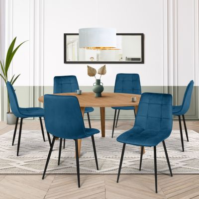 Lot de 6 chaises MILA en velours pour salle à manger