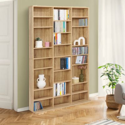 Bibliothèque étagère CD CEYLIA 30 cases avec étagères modulables effet bois - vue 7