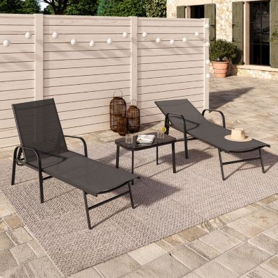 Lot de 2 transats de jardin inclinables FIDJI en acier et toile - vue 8