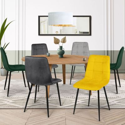 Market Lot de 6 chaises MILA Velours Mix Jaune