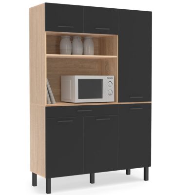 Buffet de cuisine avec colonne de rangement 120 CM CINA 6 portes + tiroir façon hêtre et - vue 7