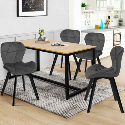Lot de 4 chaises ROBINE en velours pieds noirs