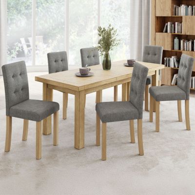 Lot de 6 chaises POLGA capitonnées grises pour salle à manger - vue 7